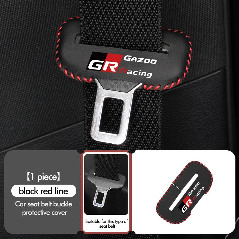 For Toyota Car Seat Belt Buckle Cover Leather Protector Anti-collision Case GR Sport Yaris Chr Auris Rav4 Prius Prado Avensis J33