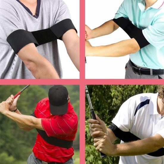 Golf Swing Arm Band Training Aid Elastic Swing Correcting Trainer Band for Golfers Beginners Arm Elbow Posture Training Accessory