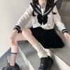 Sailor High School Fancy JK Long Front Top and Bottom Pleated Authentic Kansai School Graduation Cultural Cute [GSYCL] Uniform, Black, Girl, 3-Piece
