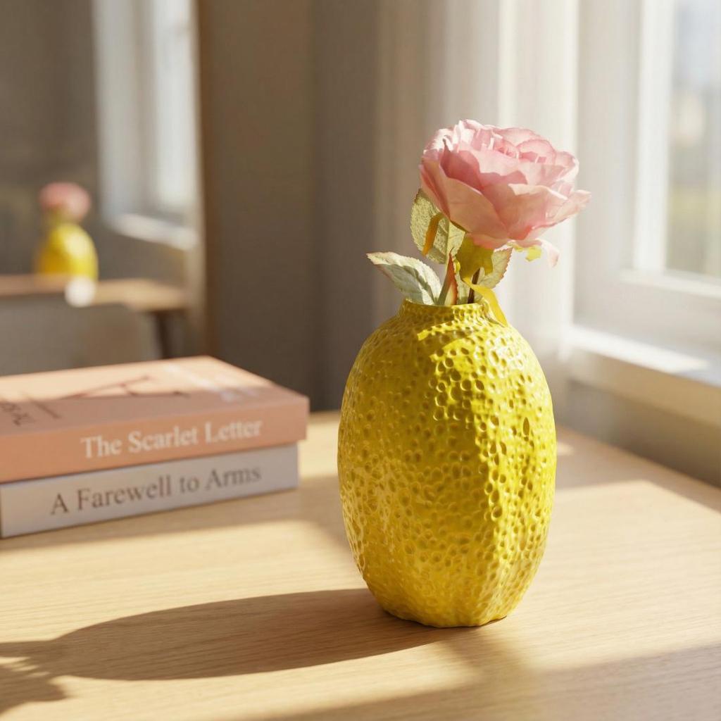 Nordische Zitrone Keramikvase Ornament für Hydroponikblumen - Frisches Dekor Handwerk