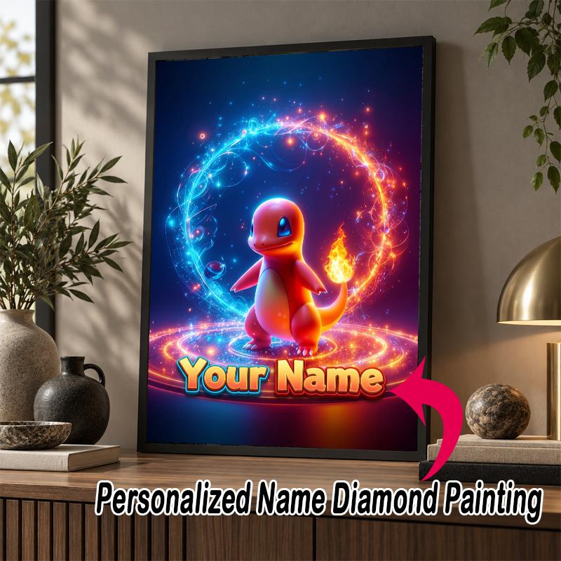 Personalized Charmander Diamond Art Custom Name 5D Diamond Painting Full Drill DIY Craft