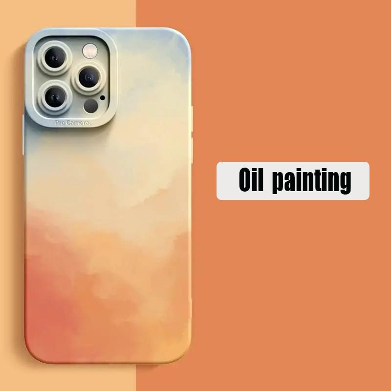 

Colorful Oil Painting Case For iPhone 16 15 14 Pro Max 13 12 Mini 11 15 Plus X XS XR 7 8 Plus SE2 Silicone Soft Phone Cover For iPhone 11