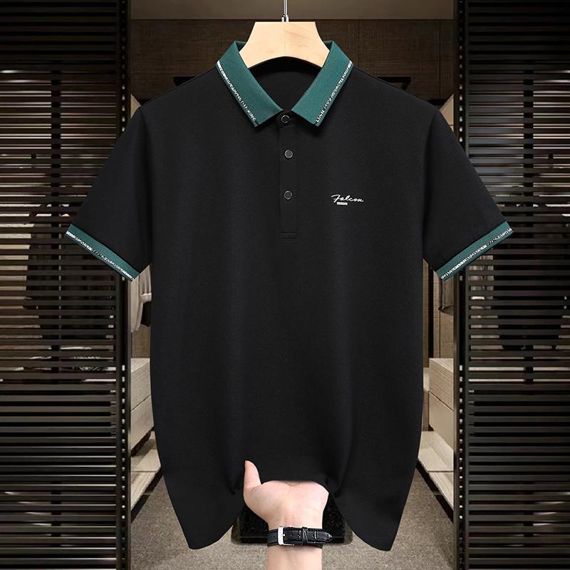 Letní polo tričko s krátkým rukávem pro pánskou módu, business, volný čas, dojíždění, sport, ledový hedvábí, elastické, rychleschnoucí tričko, top