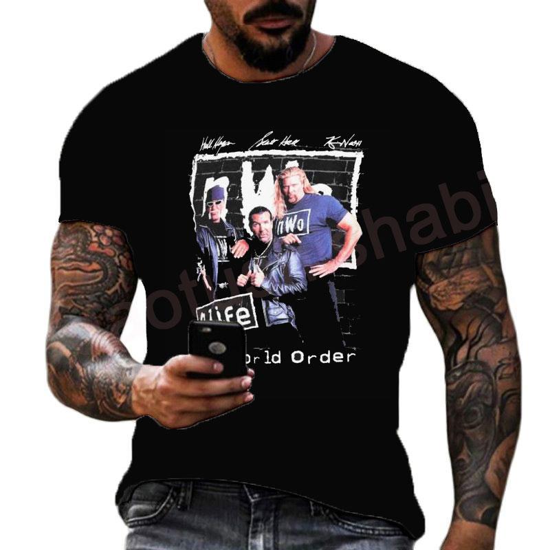 Summer Men's Printing Famous Wrestling Competition T-shirt Children's Street Round Neck Sports Large Top