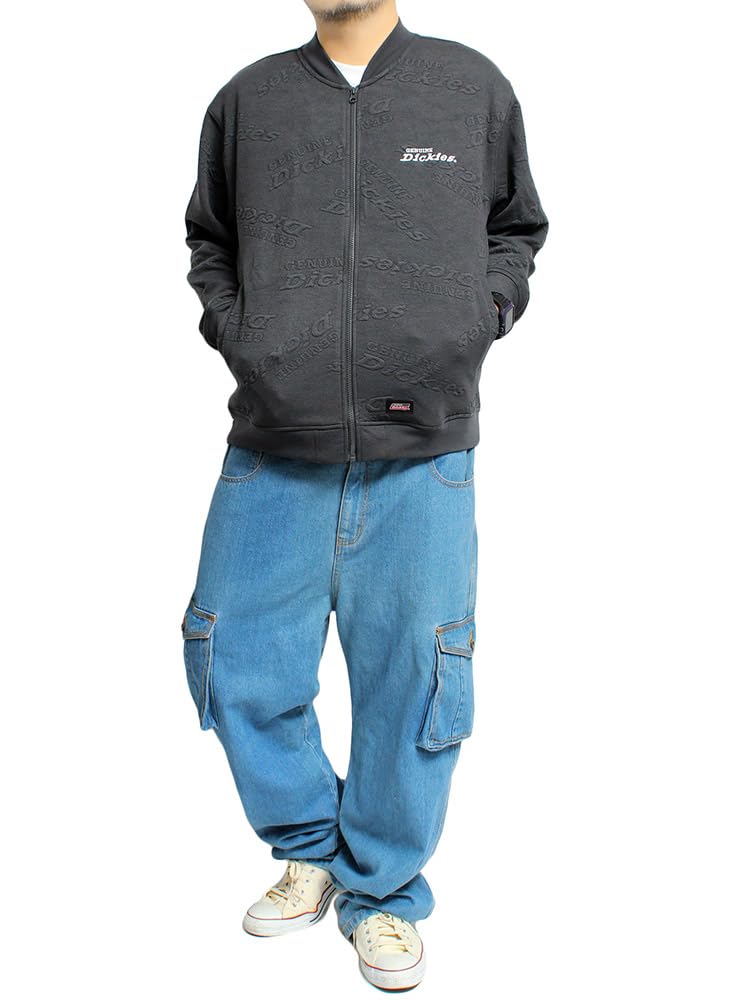 Genuine Dickies Men's MA-1 Blouson, Lightweight, Puffed Jacquard Sweat Jacket, Size 3L, Black (48)