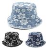 Small Fresh Flower Embroidery Denim Fisherman Hat For Sun Protection And Breathability