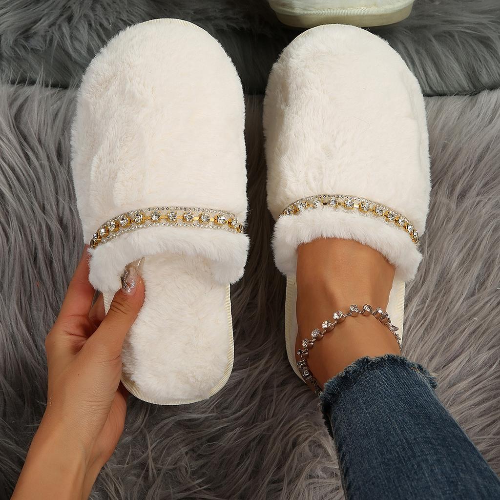 Fashion Women Baotou Slippers Fluffy Furry Home Slides Woman Comfort Flat Slippers Non Slip Indoor Floor Shoes Lightweight  Slides Women