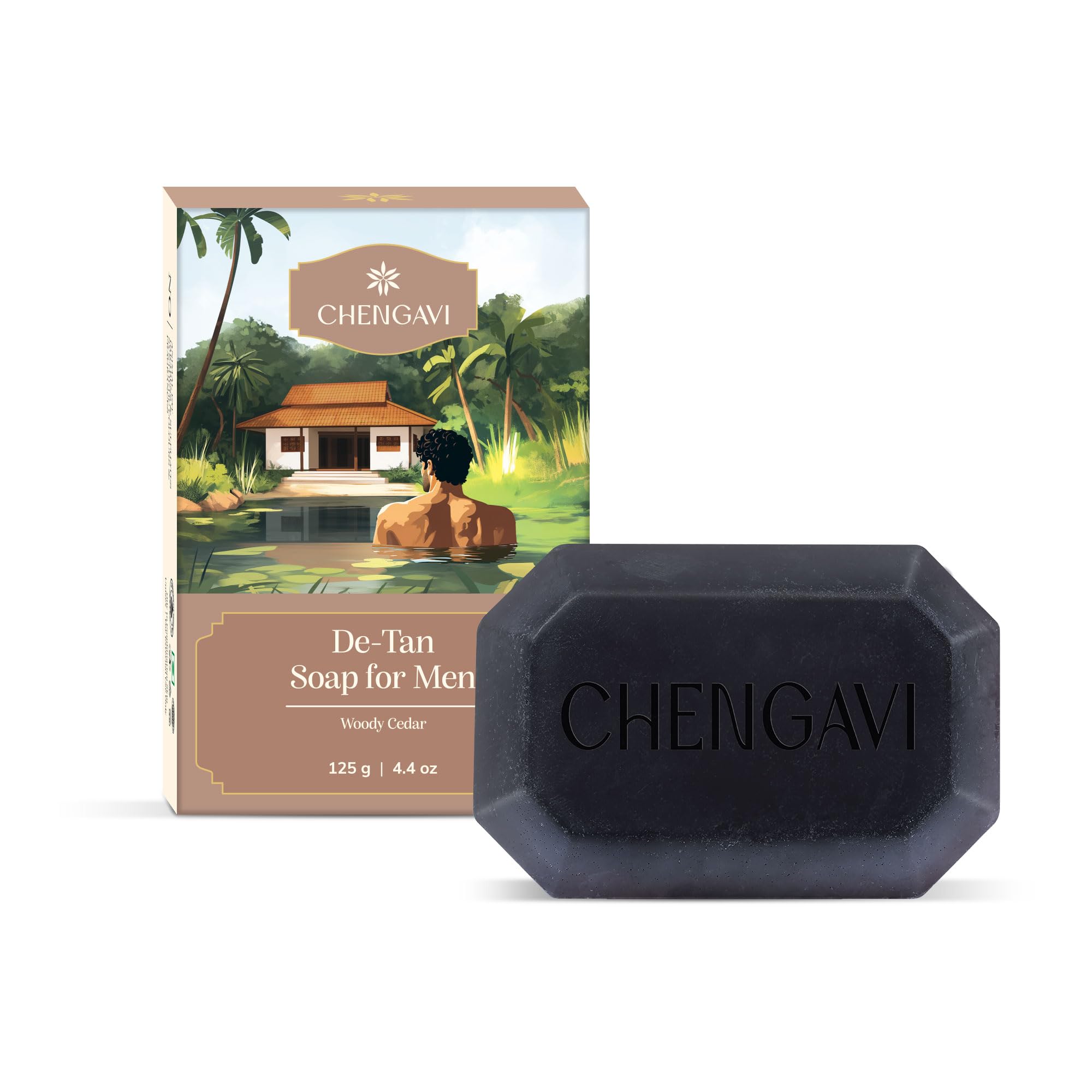 Chengavi De-Tan Soap for Men 125g | Removes Tan & Deep Cleanses | Brightening, Refreshing & Daily Skin Care