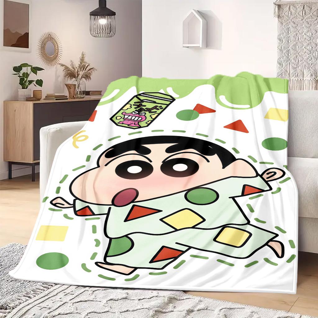 Shinchan Anime Print Blanket Warm Comfortable Flannel Blanket Suitable for Bedrooms, Sofas, Beds, Chairs, Picnics, Travel