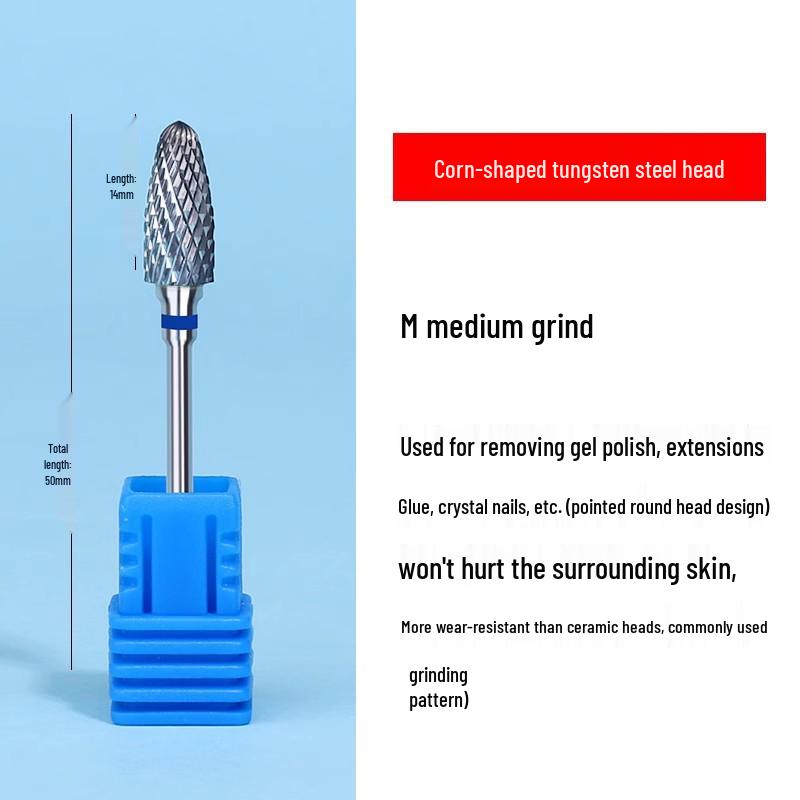 Tungsten Carbide Drill Bit with Ceramic Grinding Head for Cuticle Removal and Russian Manicure Prep