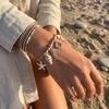 Stainless Steel Ocean Style Bracelet Golden Tone Conch Shell Hand Chain Braided Rope Bangle  Summer