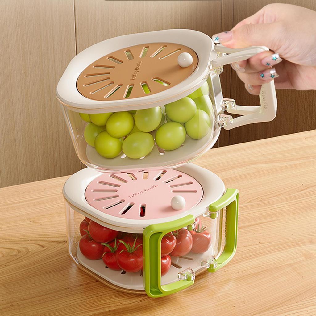 Large Draining Basket Cute Fruit Basket Retractable Water Filter Two-in-one Dehydration Vegetable Washing Basket with Lid