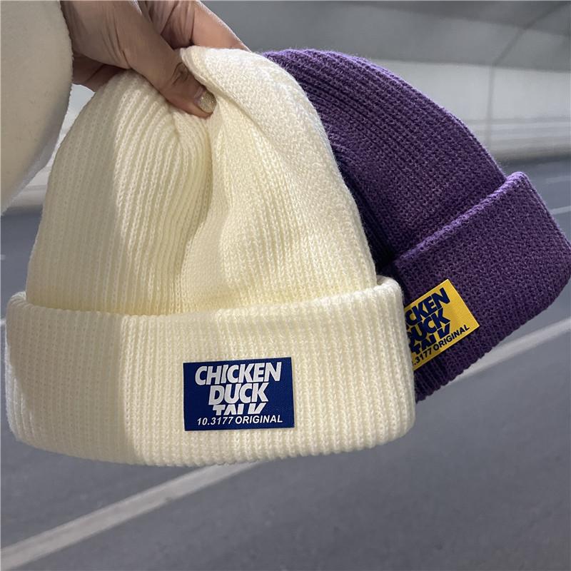 Hat Couple Winter Wool Female Trendy Brand Cold Boys Melon Fur Hat White Knitted Men's Hat Autumn and Winter