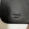 Used PRADA Saffiano Bi-fold Wallet Round Zipper Black Beautiful Condition