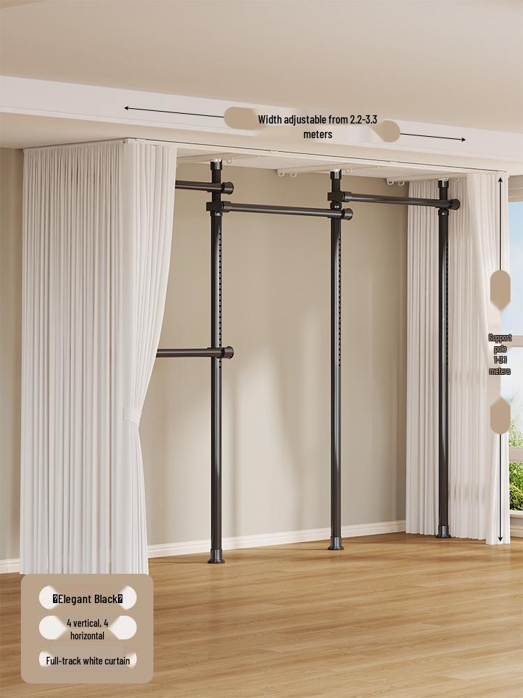 Floor-Standing Clothes Rack: Bedroom Hanger, Retractable Drying Rod, Coat & Hat Rack.