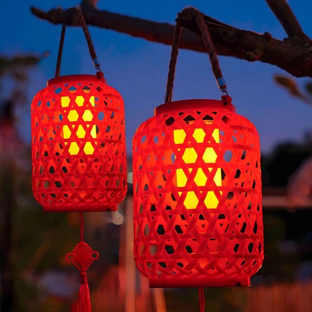 With Chinese knot Imitation Bamboo Lantern Hanging Tree Spring Festival Red Lantern New Year