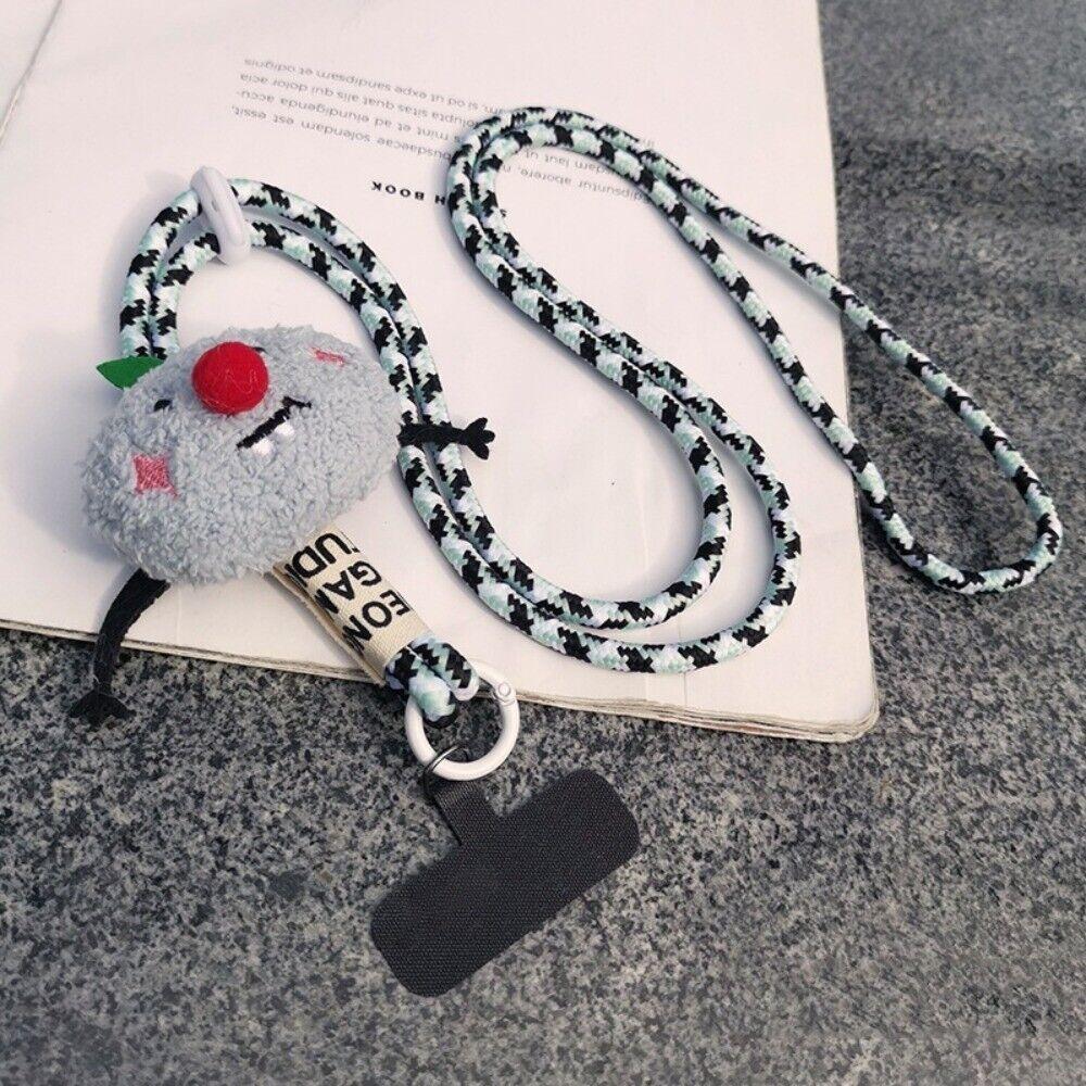 Cute Colorful Phone Lanyard Detachable Cartoon Animal Crossbody Shoulder Rope with Clip Anti-lost Wrist Strap Outdoor