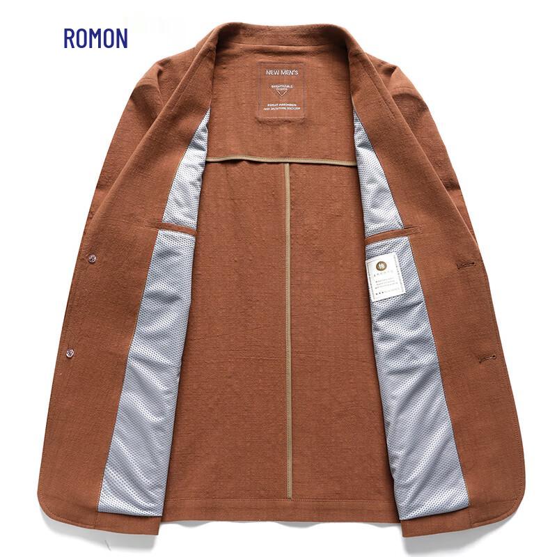 ROMON Men's 100% Cotton Thin Business Casual Blazer
