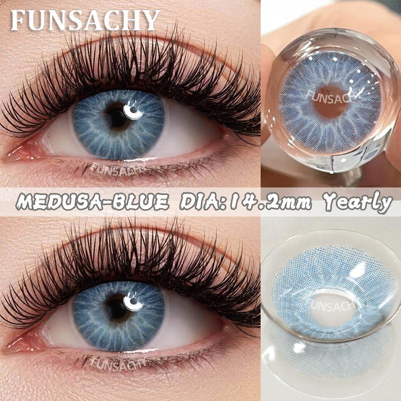 FUNSACHY 1 Pair Korean Lenses Colored Contact Lenses for Eyes Natural Round Black Brown Lens Beautiful Pupil Color Eye Contacts