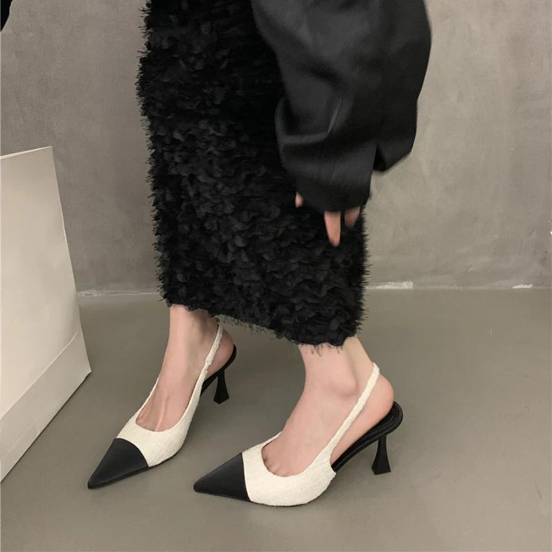 2025 New Summer Casual Fashion Shallow Pointed Toe Sandals Solid Color Sexy Elegant Comfortable Stiletto Heels