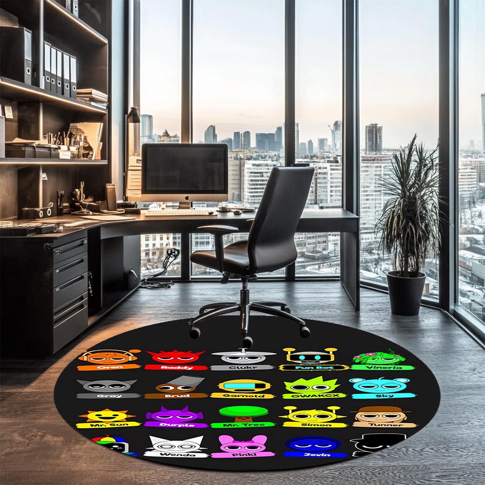 Sprunki Printed Round Rug Carpet Chair Rug Area Rug Entryway Doormats,for Office Chair Living Room Bedroom Kitchen Room.