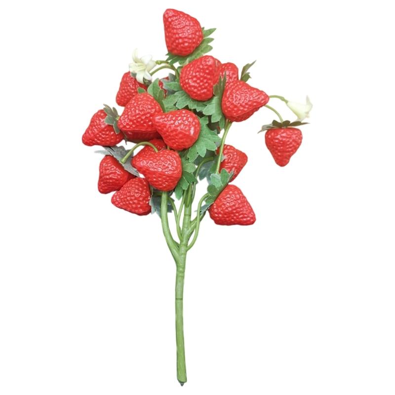 Sztuczna łodyga truskawki Plastikowy owoc Ekspozycja DIY Materiały rzemieślnicze Na wydarzenie festiwalowe Sezonowe dekoracje do domu biura