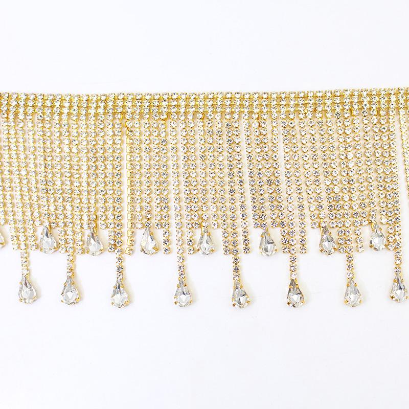 

1 ярд посеребренная цепочка с бахромой своими руками блестящие стразы Ab капли воды кисточка отделка пришитый хрусталь стекло одежда своими руками свадебный декор