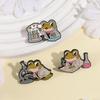 Cartoon Frogs Chemist Brooch with Microscope Test Tube for Laboratory Enthusiasts
