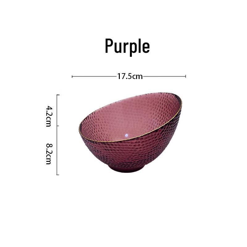 Gold-Rimmed Glass Slanted Fruit Bowl