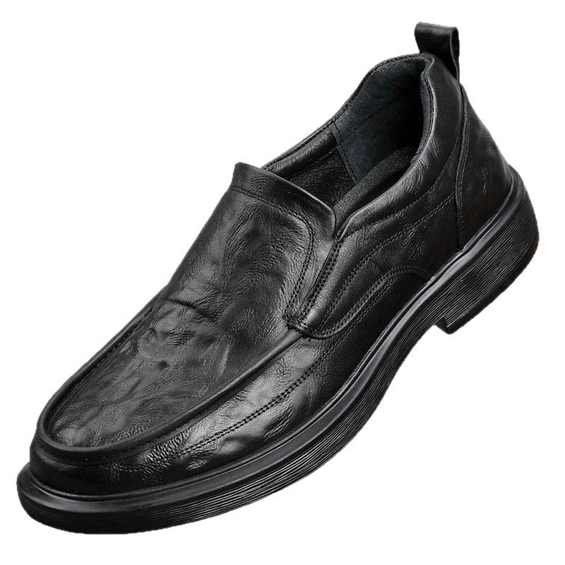 Men's Genuine Leather Casual Slip-On Shoes - Breathable, Soft Sole, Ideal for Spring and Autumn