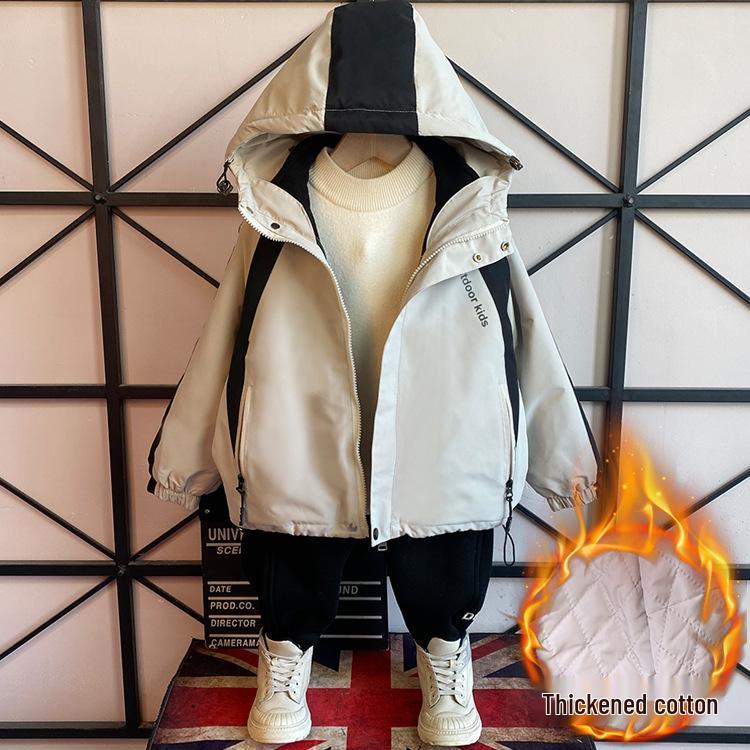 Boys' 2025 Stylish Detachable Outerwear: Cotton-Padded Spring & Autumn Jacket