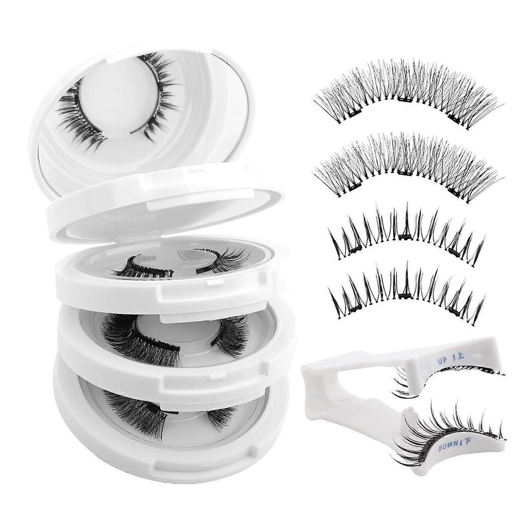 Magnetic Eyelashes No Glue Required - Reusable False Eyelashes Natural Look Set 4 Pairs False Eyelashes Soft Waterproof Magnetic Eyelashes Easy