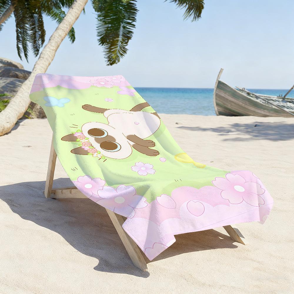 Kawaii A-Azuki Siamese Cat Towel Sports Quick Dry Travel Camping Gear Sandproof Soft Light Large Beach Towel