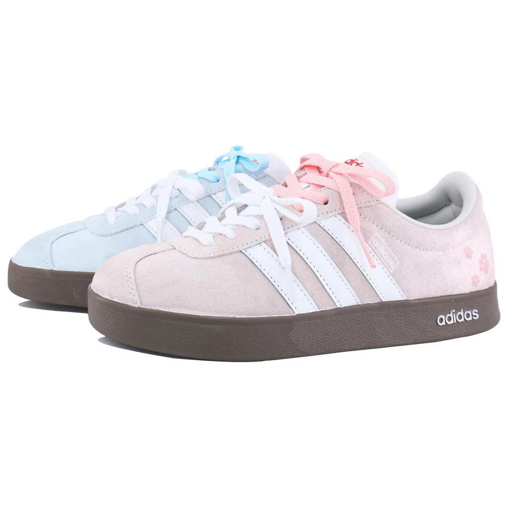 adidas VL COURT 2.0 Sweet Pink Meow Step Cow Split Leather Low Top Skateboard Shoes Unisex Pink HQ1802(Team168-)