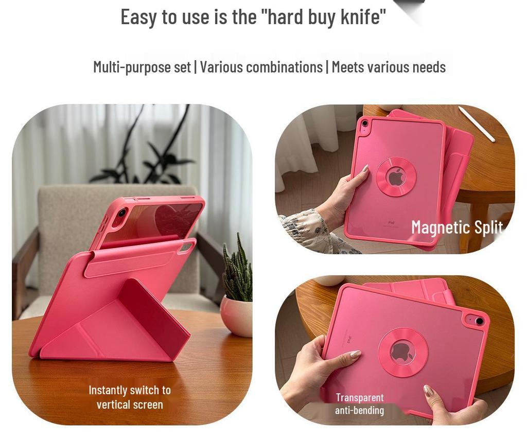 Lightweight Transparent Acrylic Protective Case for iPad 11 (2025 Model 3Y) - Foldable, No Pen Slot, Tenth Generation