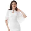 Women Elegant Pure Color Chiffon Shawl Cape Ruffle 2-Layer Chiffon Wraps Bolero Dress Accessory for Party Wedding