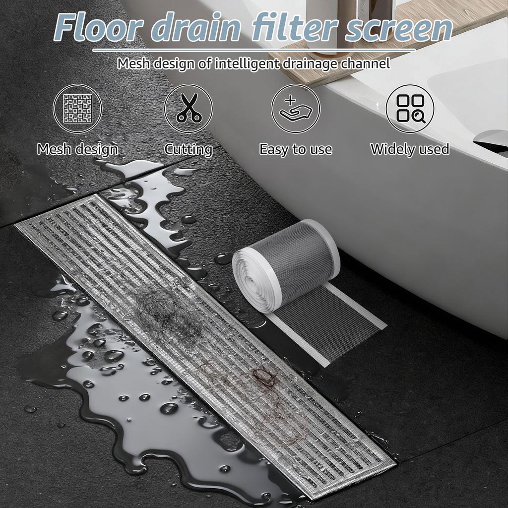 8pcs(4set) Shower Drain Screen with Cleaning Shovel Self-Adhesive Stickers Showers Drain Hair Catcher Mesh Stickers for Bathroom