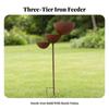 Iron Bird Feeder with Three Bowls Decorative for Lawns