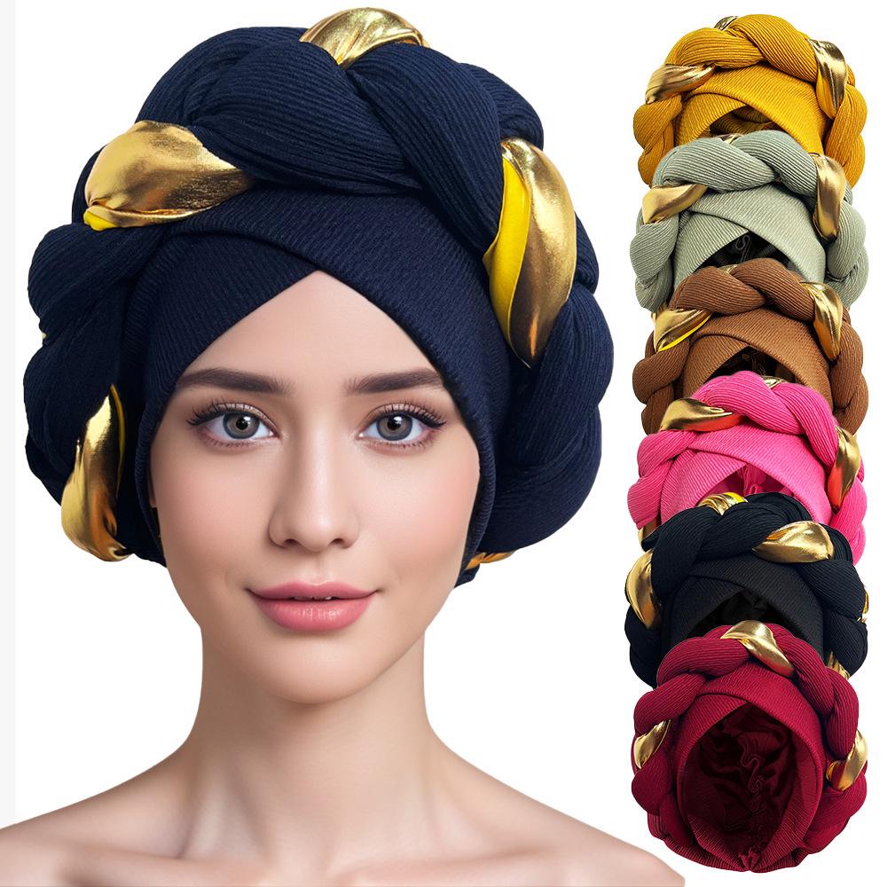 Ethnic Style Headscarf Hat with Big Braids – Popular European/American Head Wrap