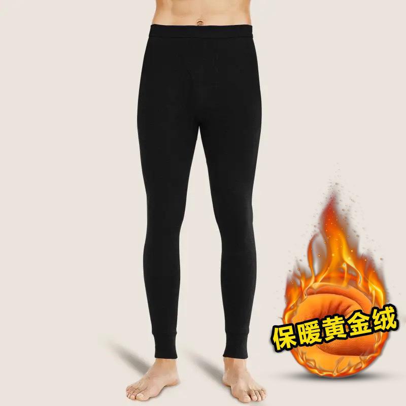 

Мужские утолщенные леггинсы с флисовой подкладкой - облегающие зимние брюки из хлопчатобумажной шерсти XL чёрный