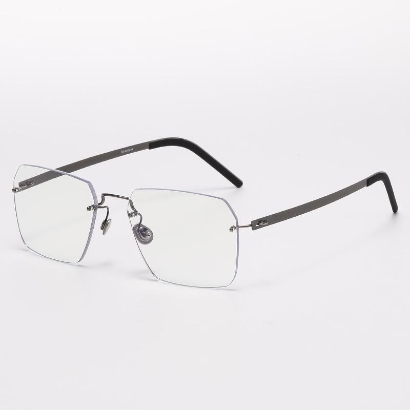 Men's Titanium Rimless Blue Light Blocking Glasses for Office and Business Use - Lightweight, Luxury, Fits Myopia Lenses, Unisex