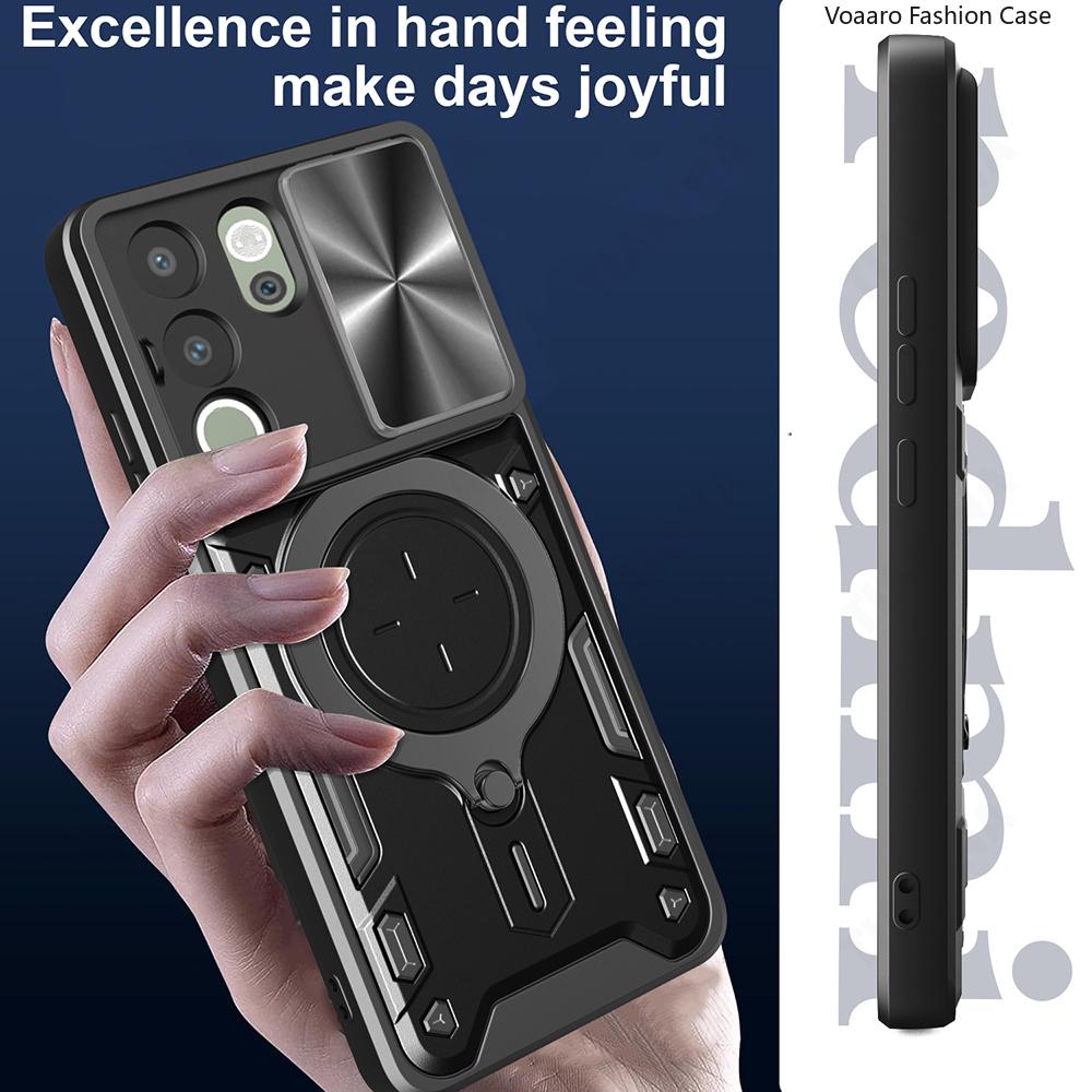 Slide Lens Armor Funda for Vivo Y200 5G Case for Vivo Y29 Y19S 4G V50 IQOO Z9S V40E V40 Pro 5G Case Magnetic Ring Stand Cover