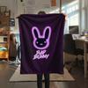 1PC Bad Bunny Print Flannel Blanket, High Quality Comfortable for All Seasons, Home Decor, Warmth and Comfort, Perfect for Christmas Gifts