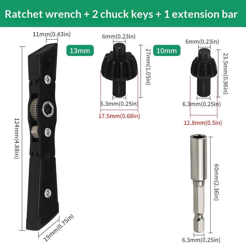Ratchet Wrench Tool Set 3pcs Sprocket Bits Multipurpose Extension Bit for Roller Industrial Application A3
