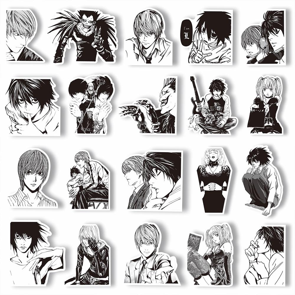 103065Pcs Death Note Black White Anime Stickers Classic Cool Manga Decals Decoration Diy Notebook Phone Laptop Cartoon Sticker