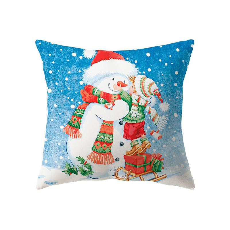 Cute Santa Claus Christmas Decoration Printed Pattern Cushion Cover Home Living Room Sofa Decorative Pillow Pillow Cover