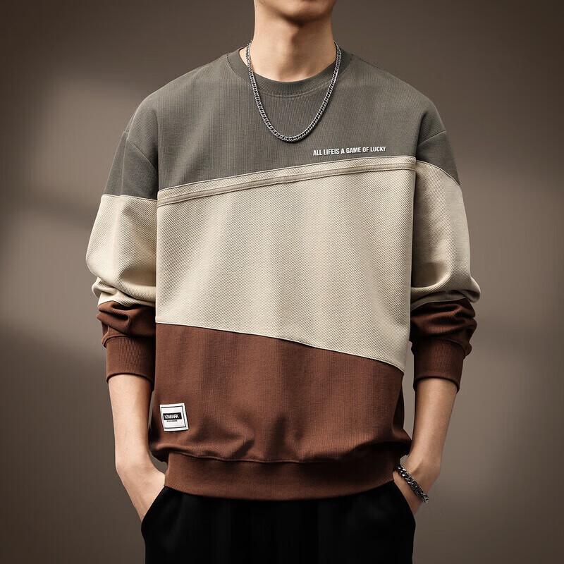 

Men s American Style Color Block Heavyweight Loose Sweatshirt 4XL