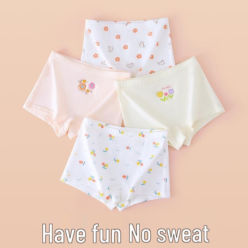 New Pure Cotton Girls' Cartoon Underwear - Soft, Comfortable, Antibacterial, Skin-Friendly Shorts