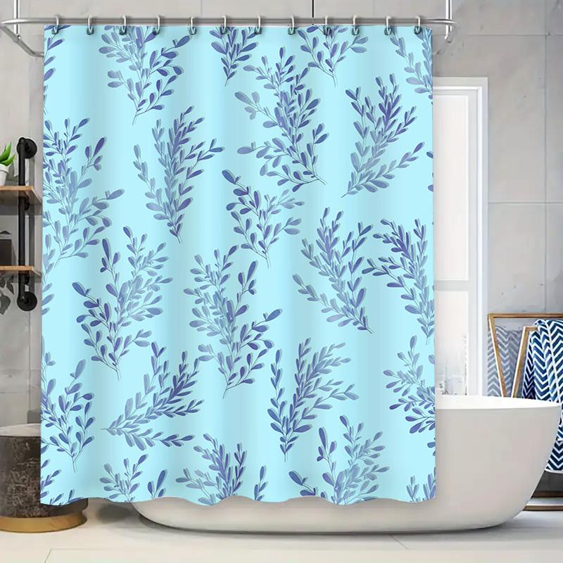 

Stylish Blue Leaf Pattern Shower Curtain For Bathroom Decor Waterproof Fabric Shower Curtains In Multiple Sizes W60H190(CM)-1 Pcs