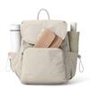 Solid Color Flap Backpack with Front Zipper Pocket Top Handle Adjustable Straps Casual School Daypack